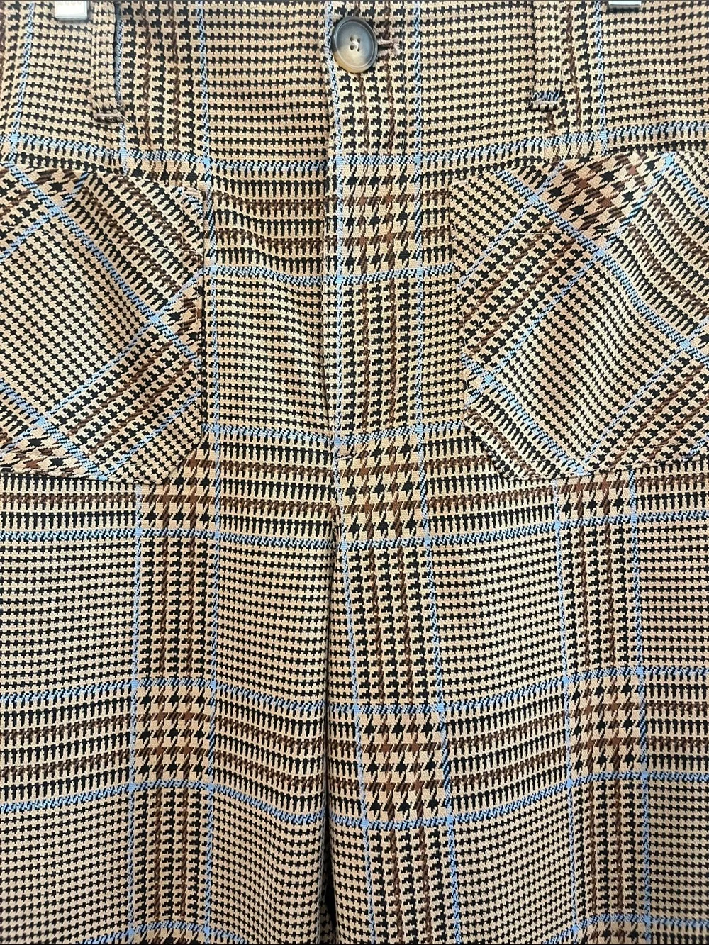LC Lauren Conrad Tan and Blue Plaid Trousers Size 10